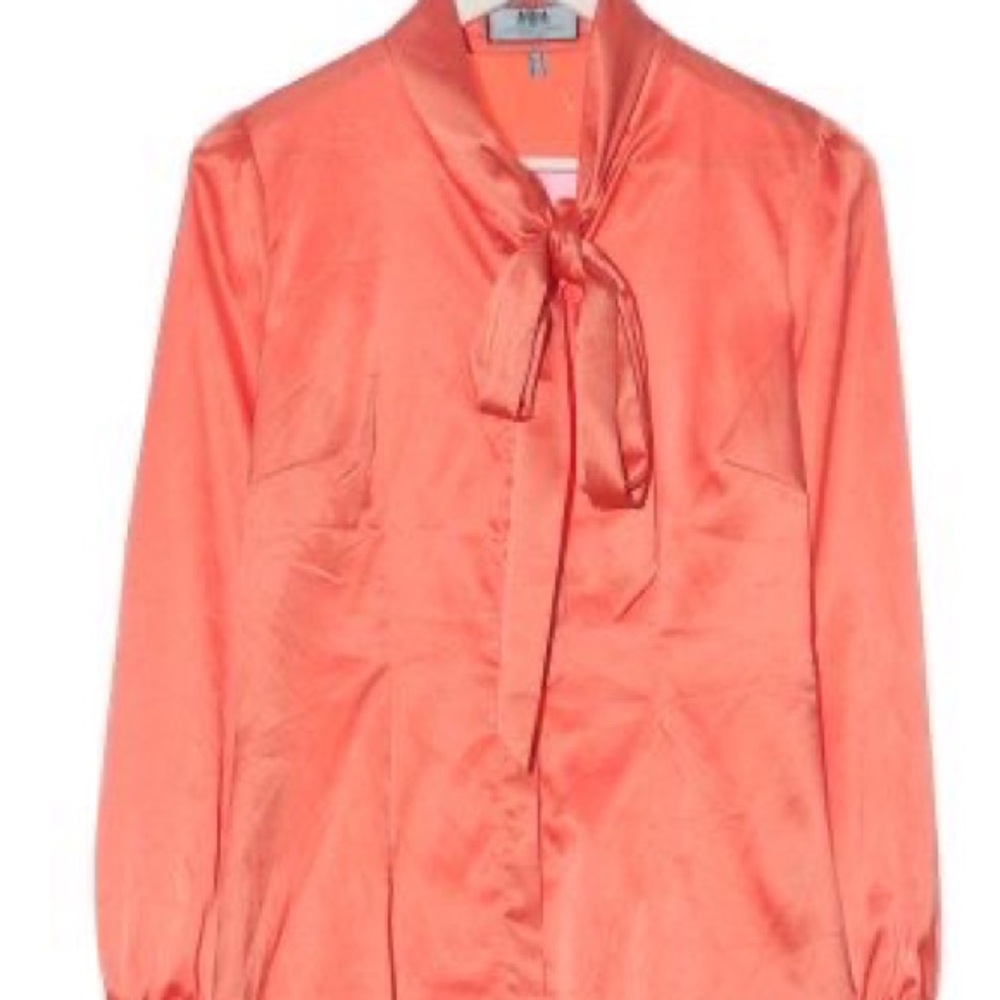 Elegant Coral Blouse with Bow Accent